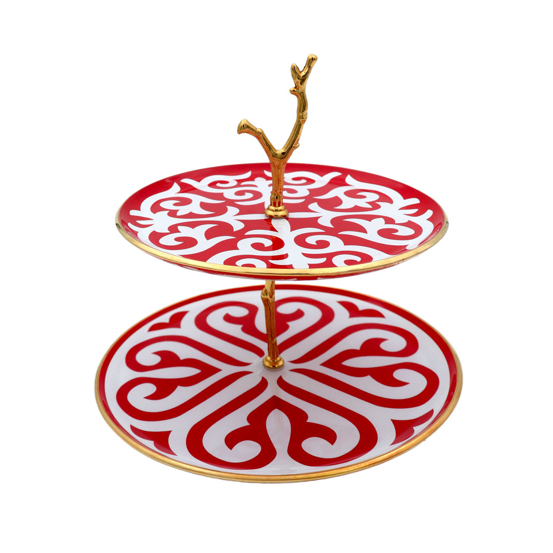Two Layer Cake Holder Fabia Red