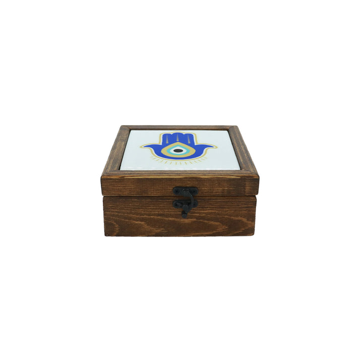 Hamsa Ceramic Wood Box - Small