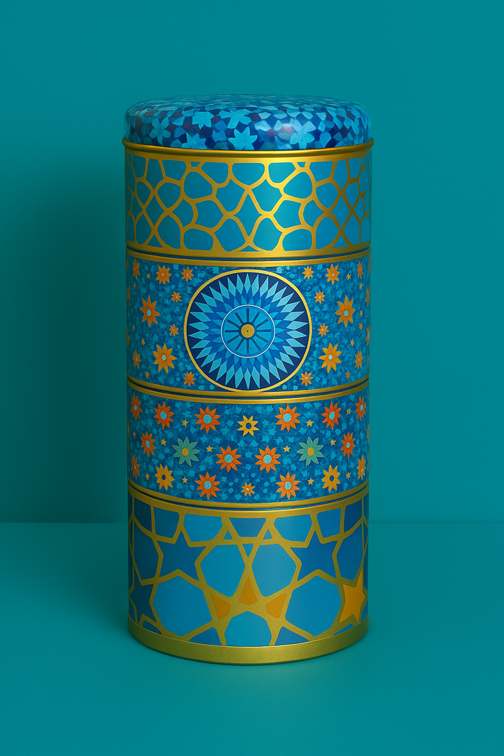 Moucharabieh: Tin Box + 4 Porcelain Coffee Cups (60 ml)