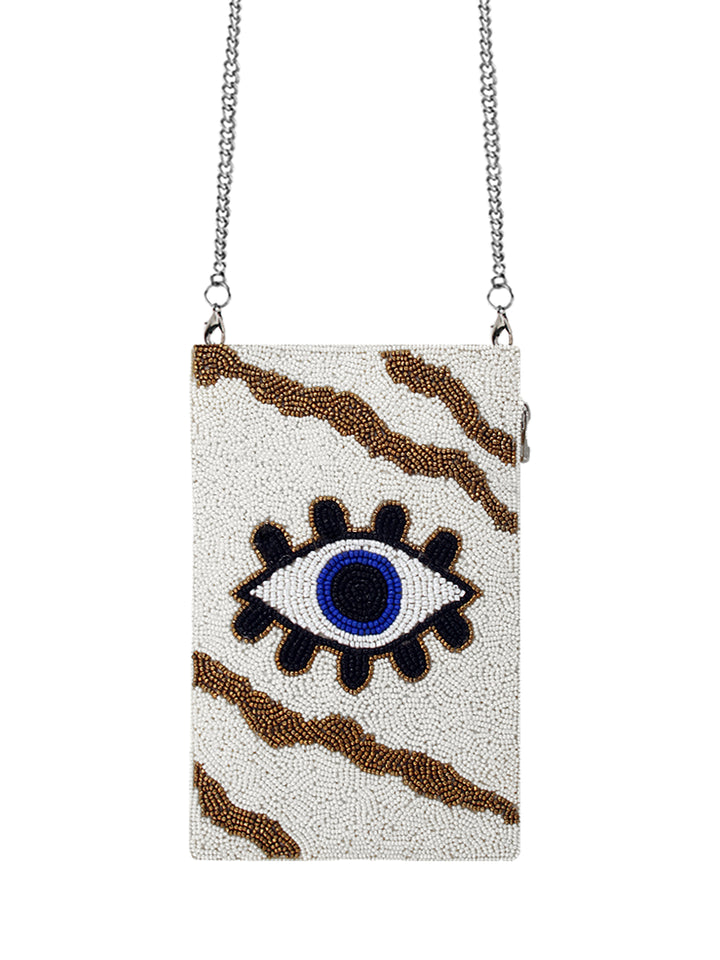 Eye White Beaded Mobile Holder