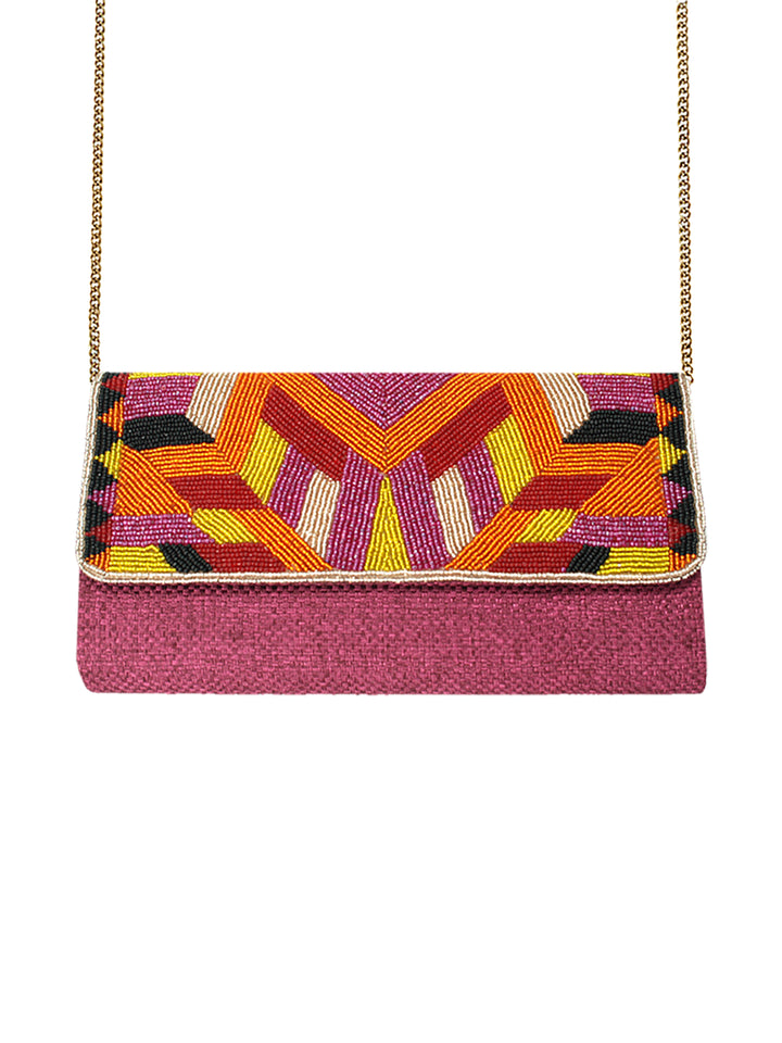 Mauve Zigzag Beaded Bag