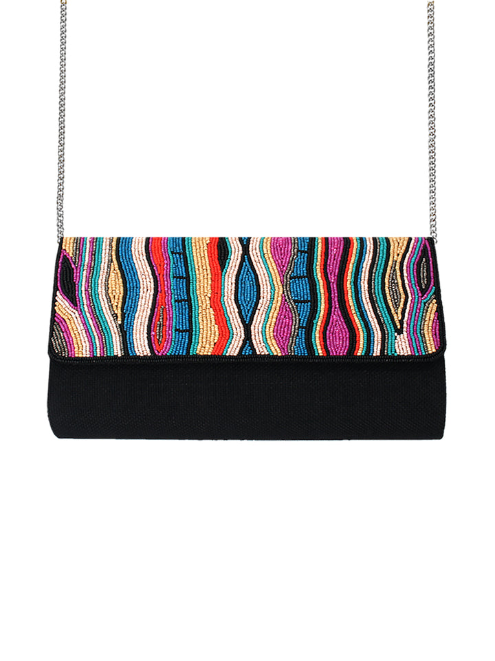 Multicolor Waves Beaded Bag