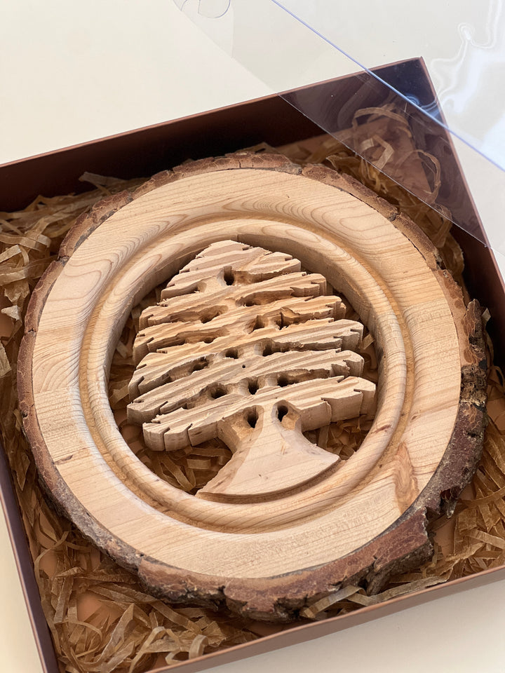 Hand-Carved Wooden Cedar Tree Wall Hanging