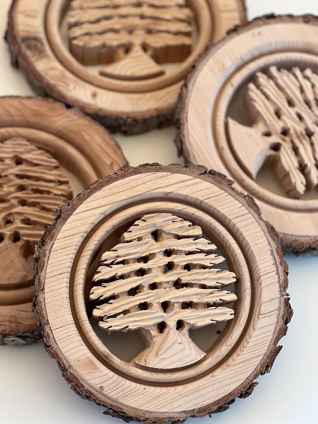 Hand-Carved Wooden Cedar Tree Wall Hanging