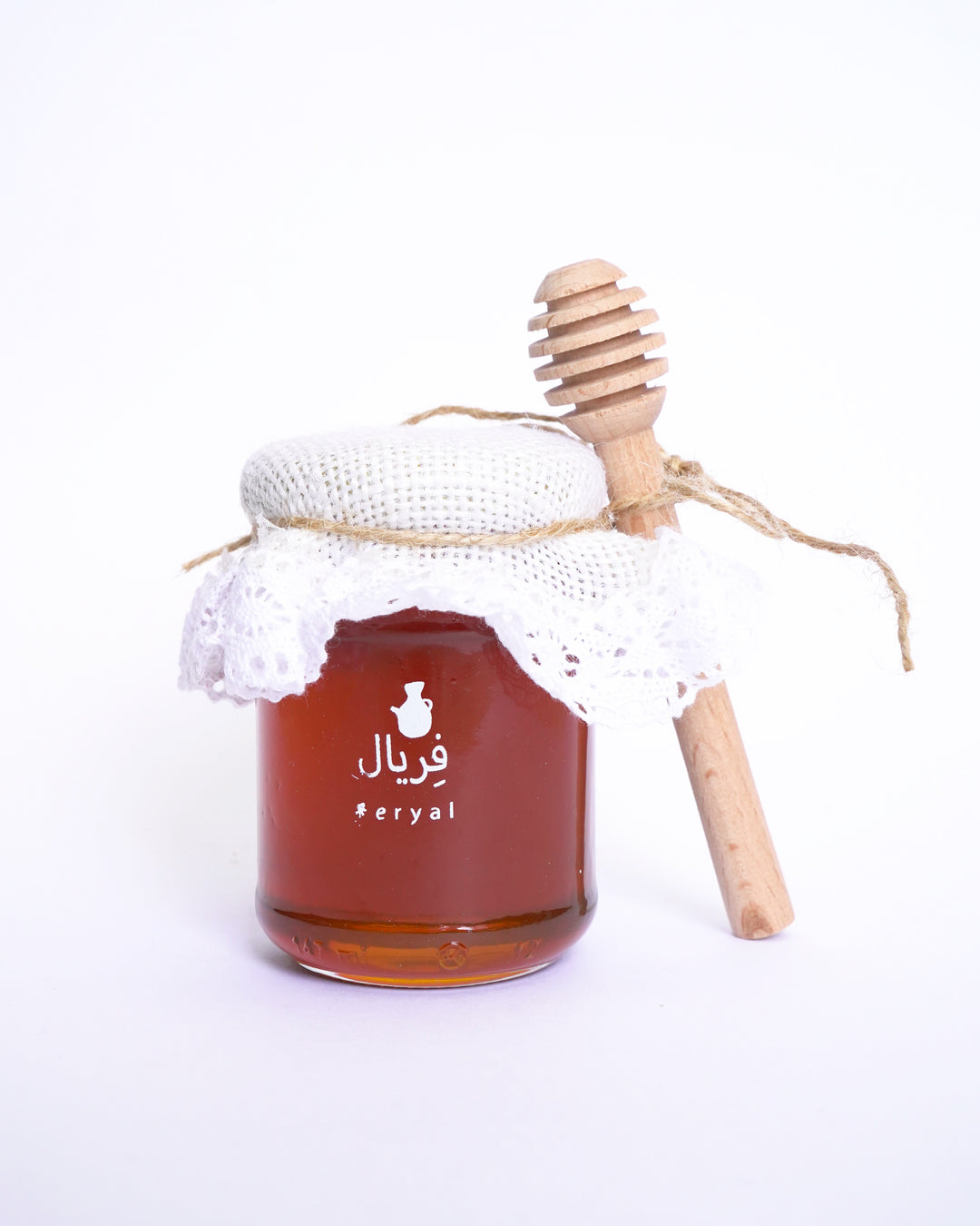 Wood Spoon and Decorated Small Honey Jar