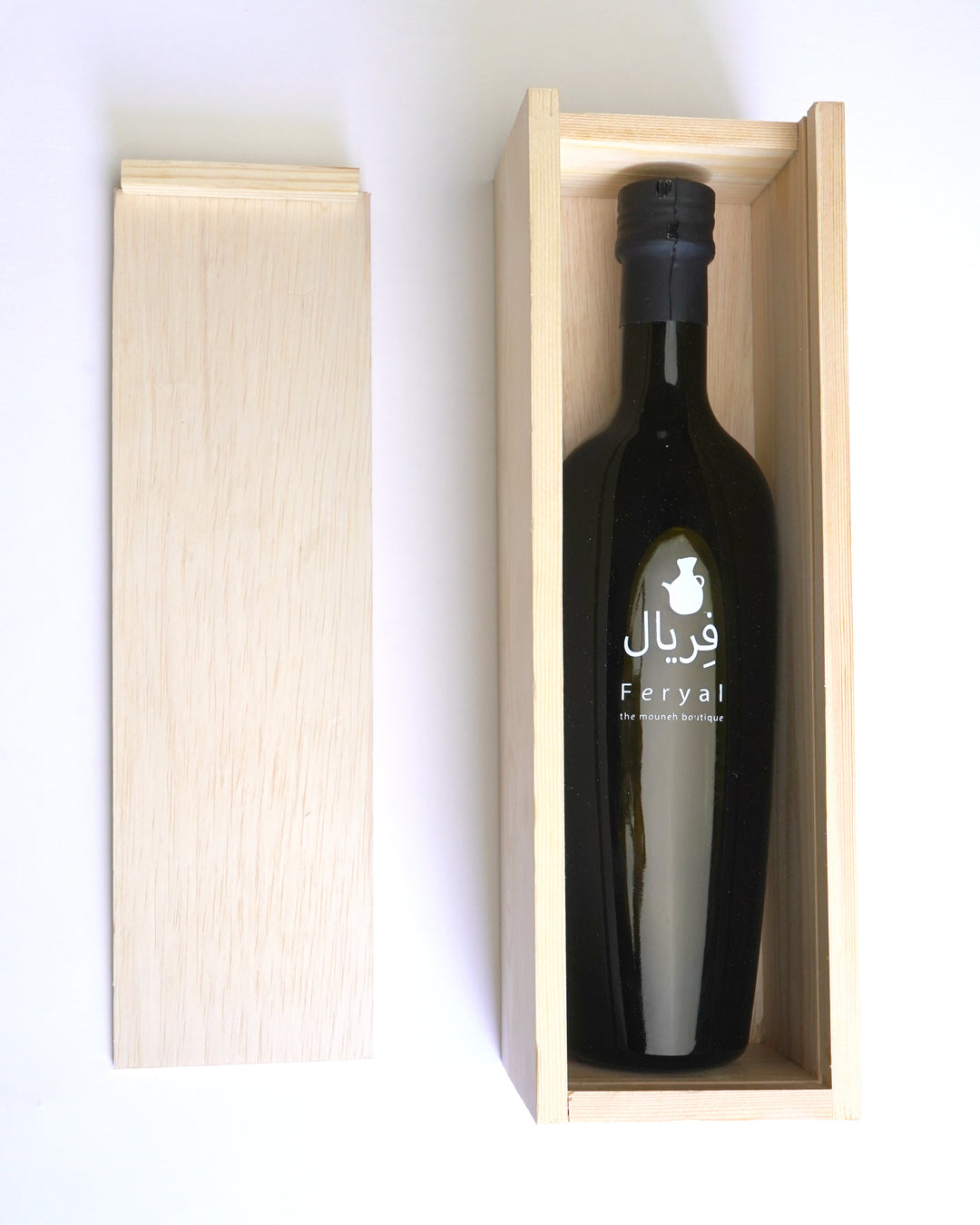 Olive Oil Bottle & Wooden Box