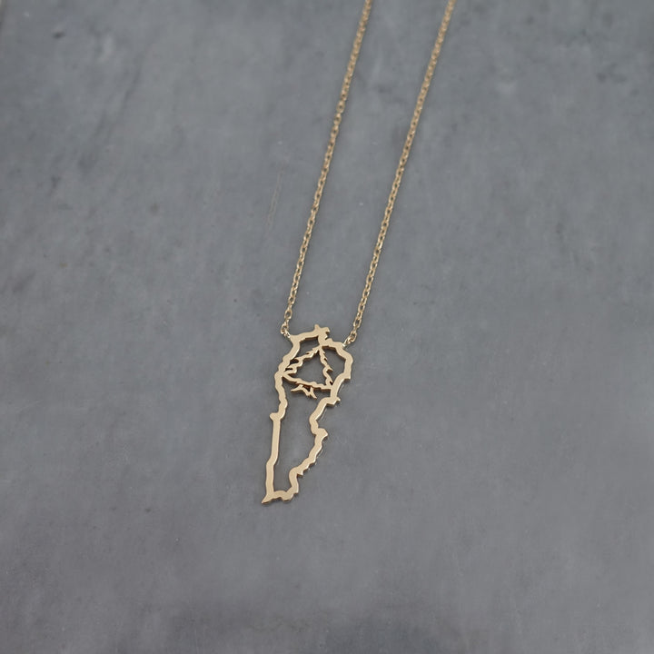 Lebanon Map & Arze Gold Necklace