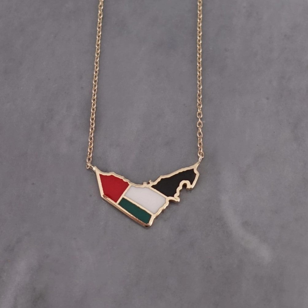 UAE Map Gold Necklace