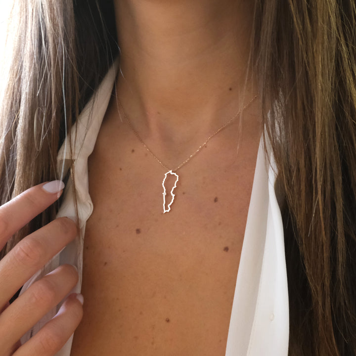 Lebanon Map Beirut Diamond Necklace