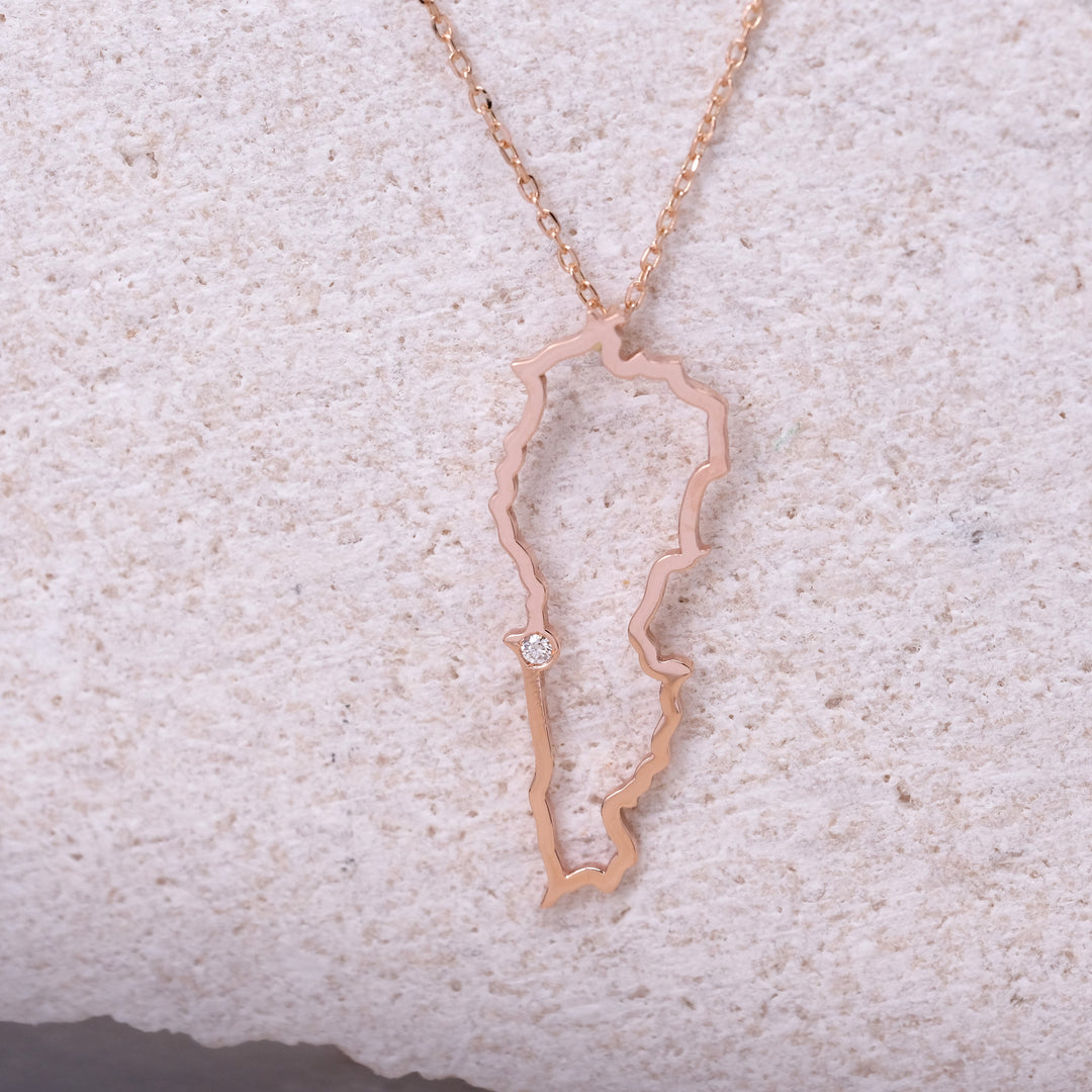 Lebanon Map Beirut Diamond Necklace