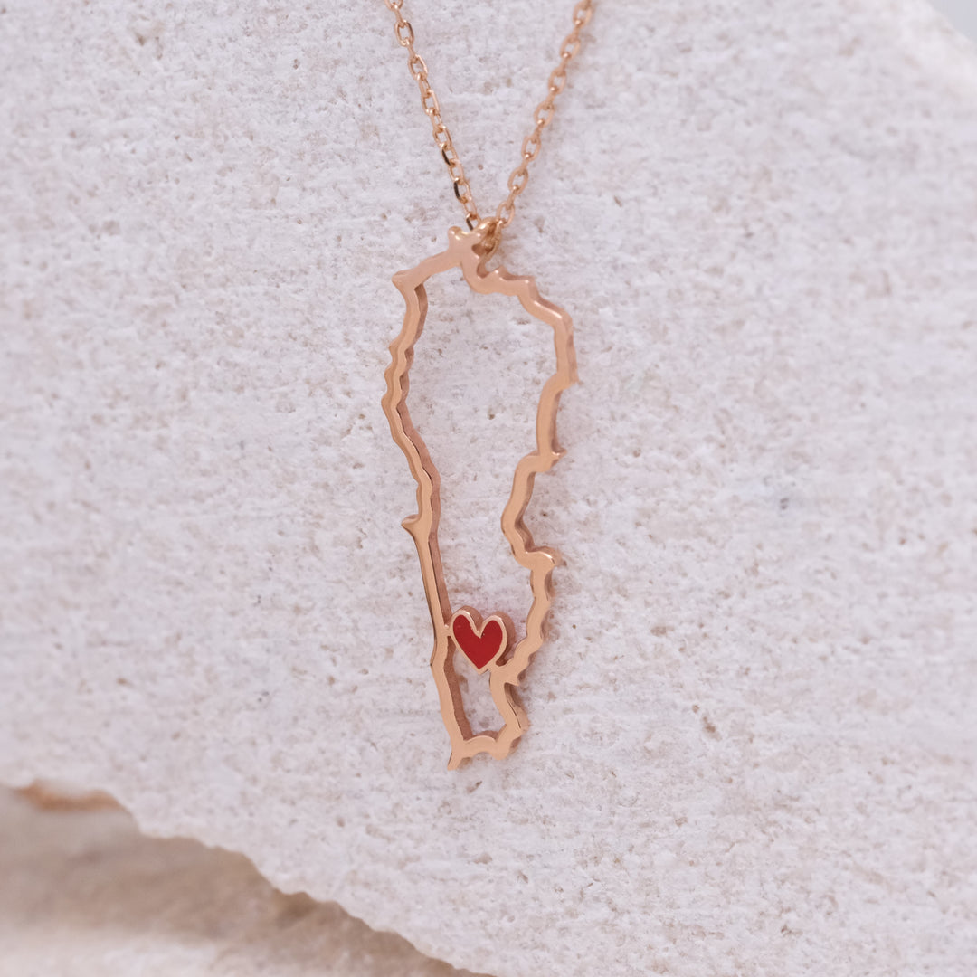 Lebanon Heart in the South Gold Necklace