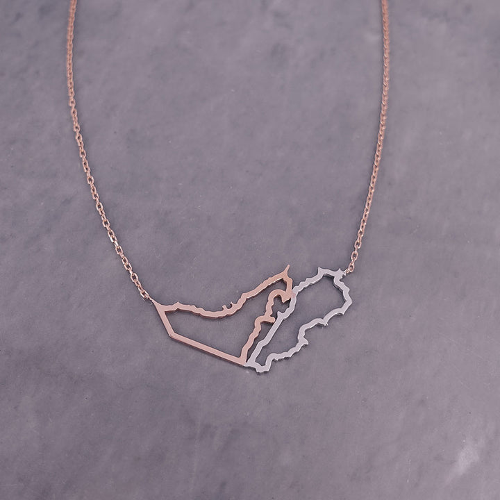 UAE Lebanon Map Gold Necklace