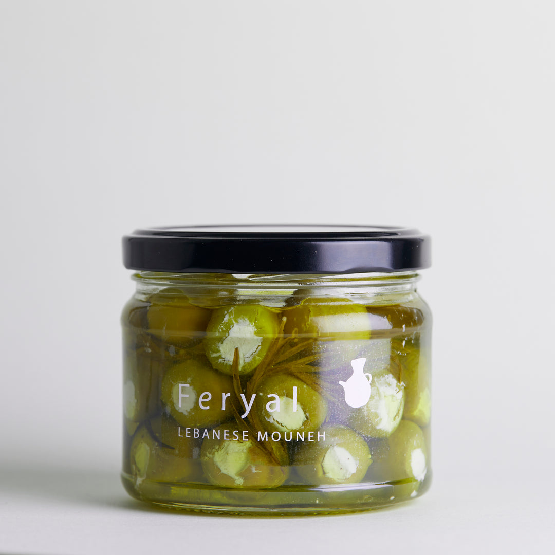 Green olives stuffed with labneh