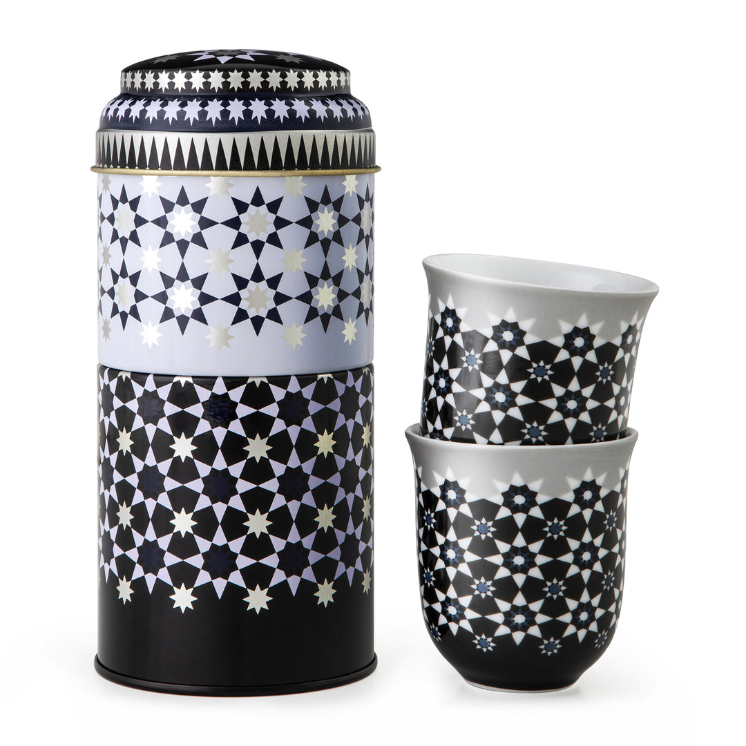 Tin Box With 2 Coffee Cups Porcelain KAOKAB